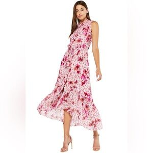 Misa Los Angeles Aurelie Floral Dress, Size Small NWOT Pink Ruffle, Button Front